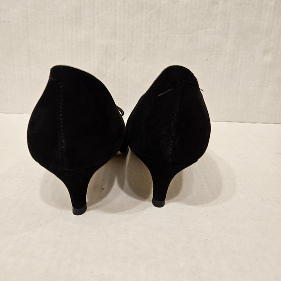 NWOT Talbots Suede Black Kitten Heels Calf Hair Animal Print Bow, 7 - Picture 10 of 11